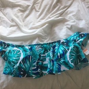 off the shoulder palm tree swim top